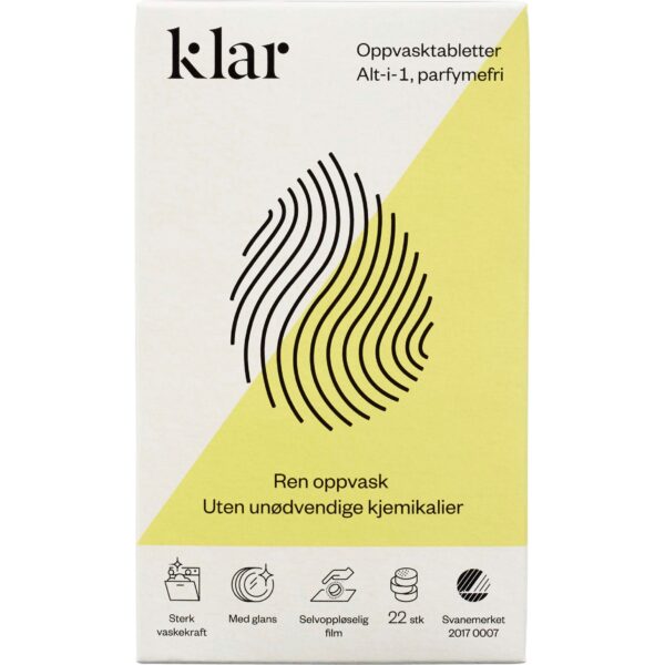 Klar Oppvasktabletter Allt-i-1 Parfymefri 22 stk 22 stk