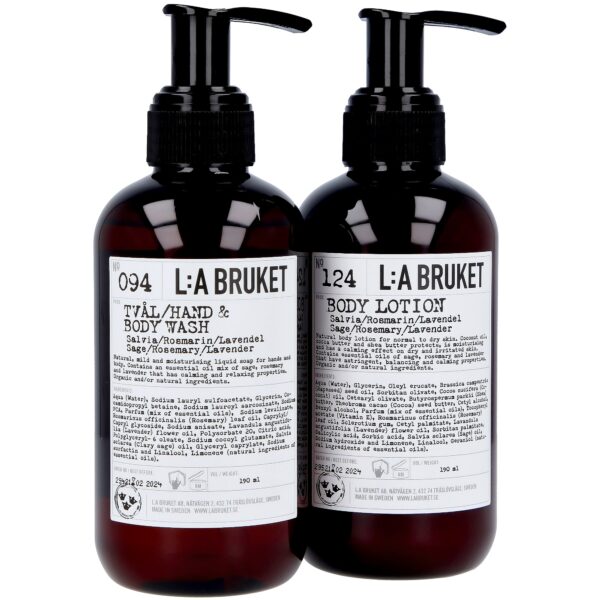 L:a Bruket Duo-kit Flytande Tvål/Bodylotion Salvia/Rosmarin/Lavendel 1