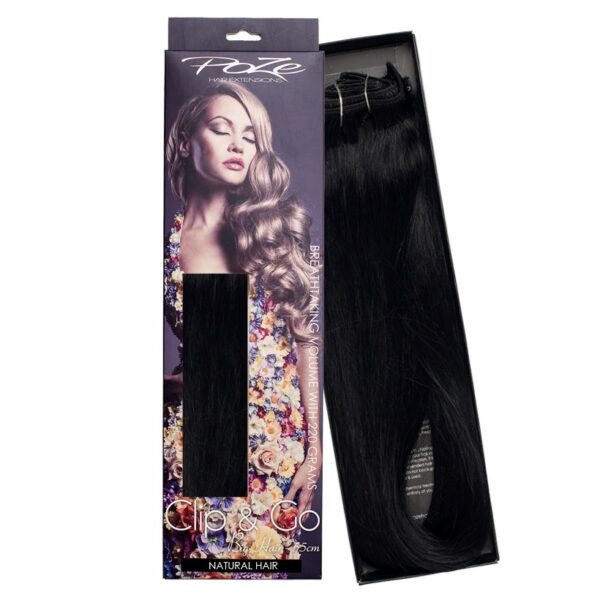 Poze Hairextensions Poze Clip&Go Løshår Miss Volume 55cm 7stk 1N Midni