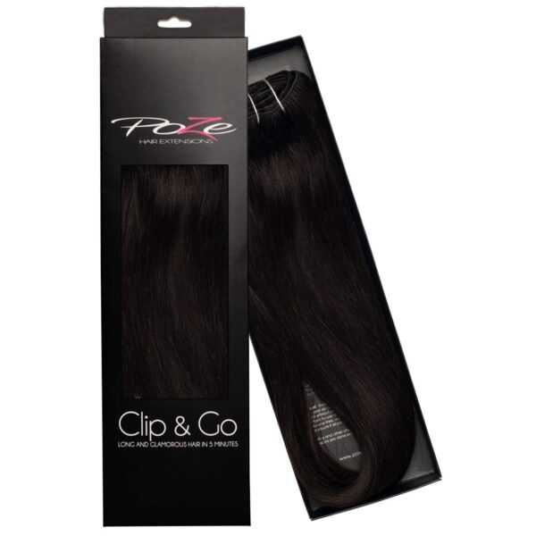 Poze Hairextensions Poze Clip&Go Løshår Ekte 1B Midnight Bro wn 7 dele