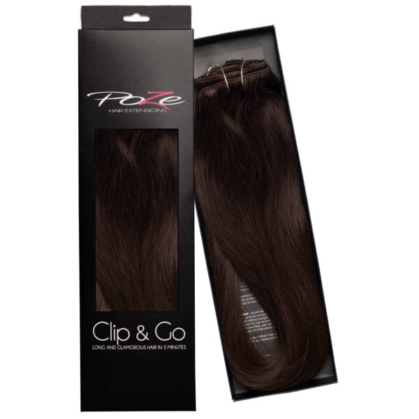 Poze Hairextensions Poze Clip&Go Løshår Ekte 2B Dark Espress o 7 deler