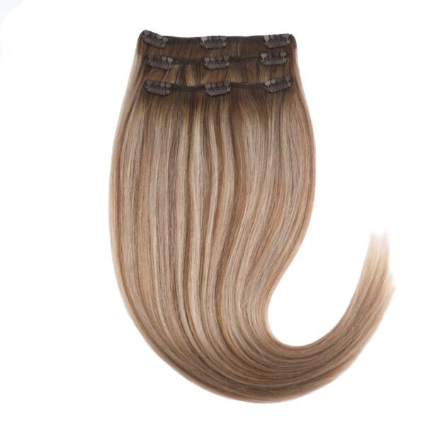 Rapunzel of Sweden Clip-on set 3 pieces 30 cm Brown Ash Blonde Balayag