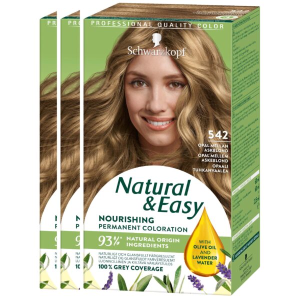 Schwarzkopf Natural&Easy 542 Opal Mellan Askblond 3-pack