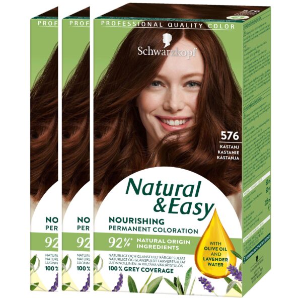 Schwarzkopf Natural&Easy 576 Kastanj 3-pack