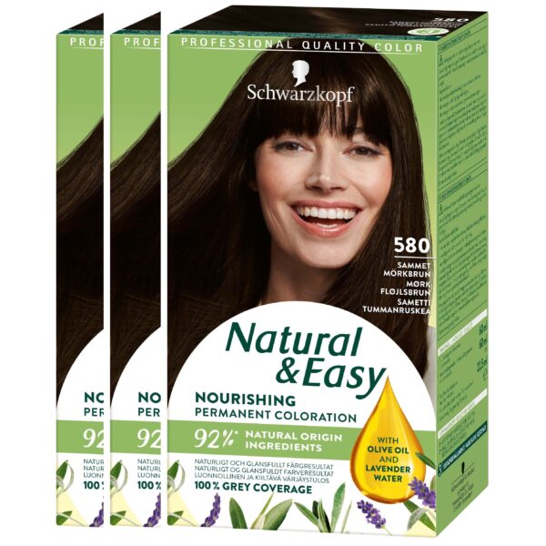 Schwarzkopf Natural&Easy 580 Sammet Mörkbrun 3-pack