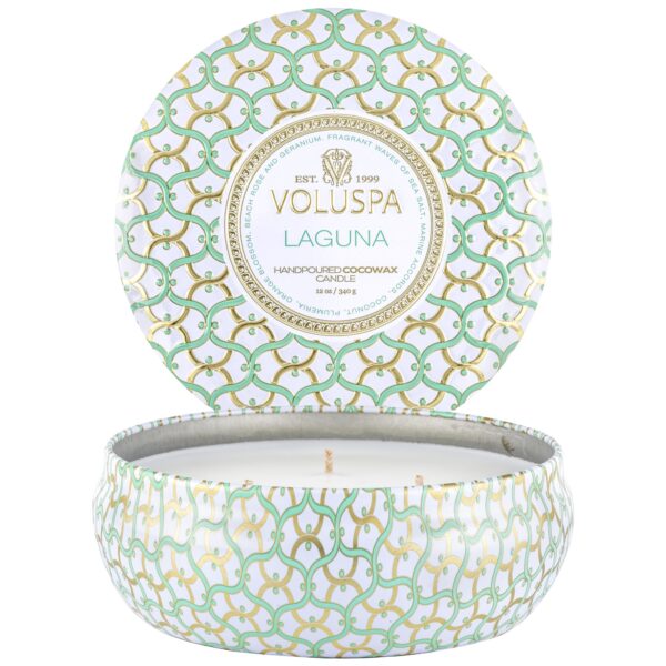 Voluspa Laguna Maison Blanc 3-Wick in Decorative Tin 40h