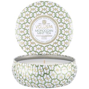 Voluspa Moroccan Mint Tea Maison Blanc 3-Wick in Decorative Tin 40h