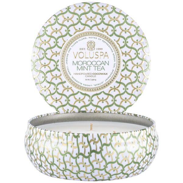 Voluspa Moroccan Mint Tea Maison Blanc 3-Wick in Decorative Tin 40h