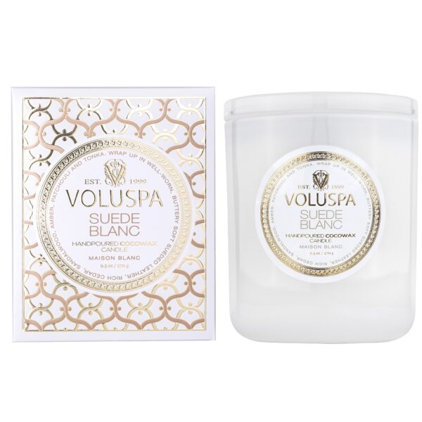 Voluspa Suede Blanc Maison Blanc Boxed Candle 60h