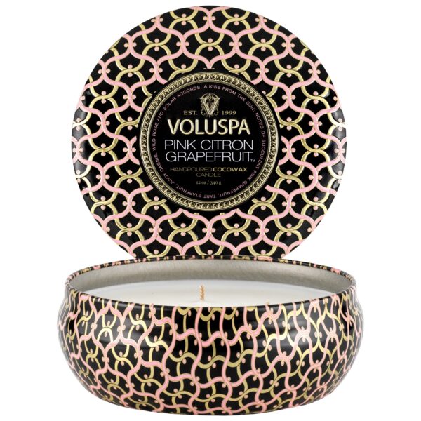 Voluspa Pink Citron Grapefruit 3-Wick Tin Candle 40h