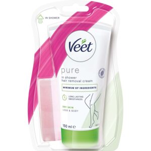 Veet Pure In Shower Hair Removal Cream Dry Skin Legs & Body 150 ml