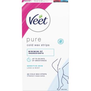 Veet Pure Wax Strips Sensitive Skin Legs & Body 20 stk