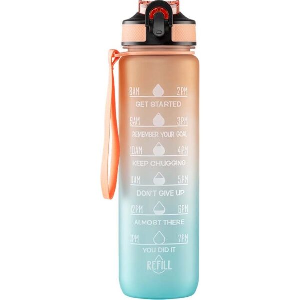 Beauty Rebels Motivational Water Bottle 1 L Orange Green