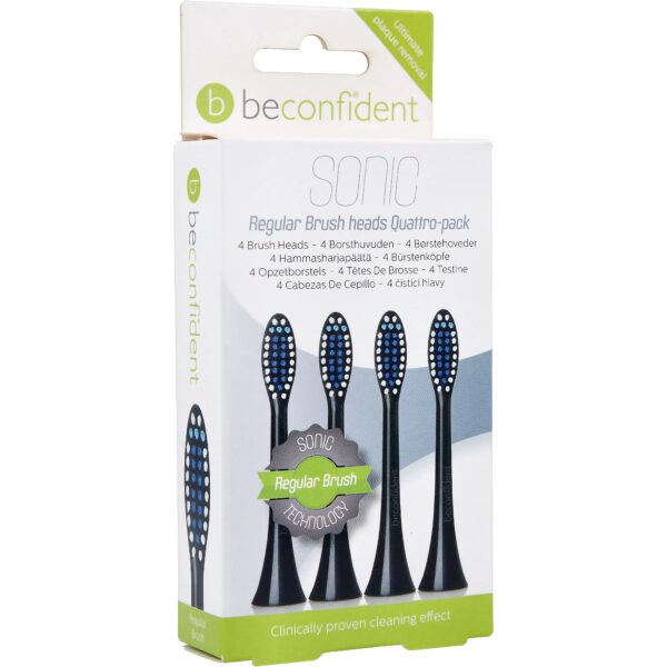 Beconfident Twin pack Beconfident Sonic tootbrush heads. Black