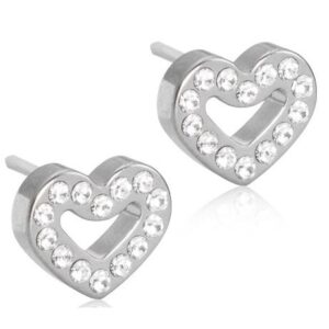 Blomdahl Earrings Brilliance Heart Hollow 8 mm Crystal