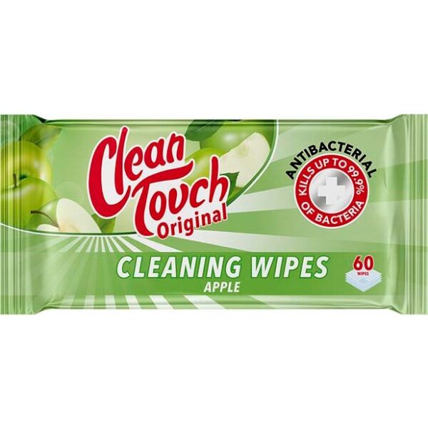 Clean Touch Antibacterial Cleaning Wipes Apple 60 stk