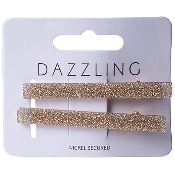 Dazzling Hår Glitterspänne 2-pack Guldbeige