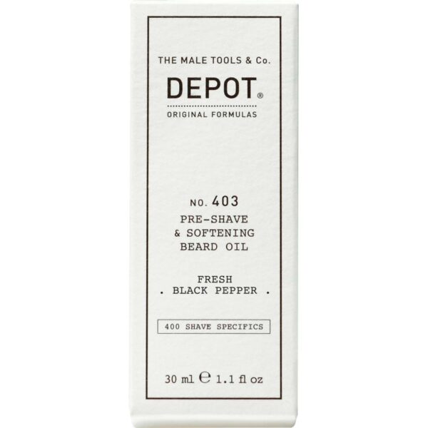 DEPOT MALE TOOLS No. 403 Pre-Shave & Soft. Beard Oil Fresh Black Peppe