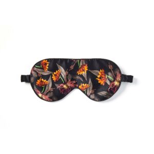 Fan Palm Eye Mask Black Hibiscus 100% mulberry silk