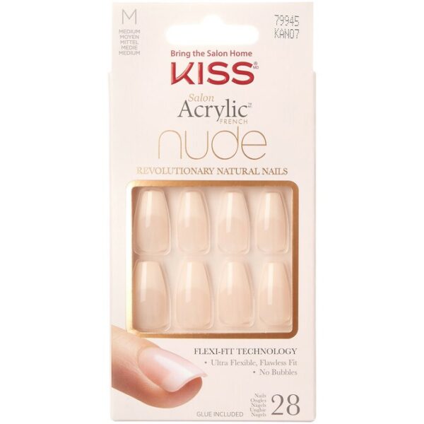 Kiss Salon Acrylic French Nude Revolutionary Natural Nails Medium Lela