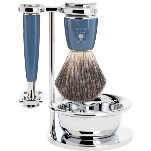 Mühle Rytmo Safety Razor Shaving Set Pure Badger Resin Petrol Blue