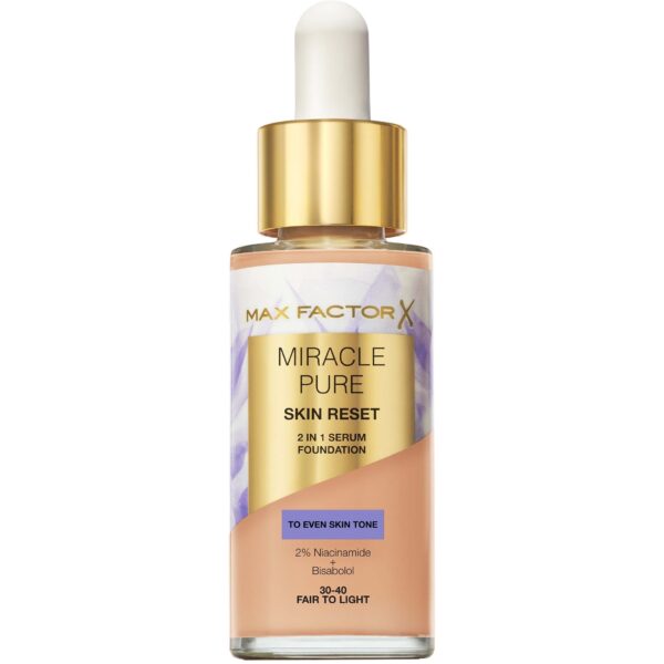 Max Factor Miracle Pure 2in1 Skin Reset Serum Foundation 30-40 Fair to