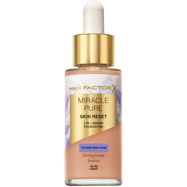 Max Factor Miracle Pure 2in1 Skin Reset Serum Foundation 40-60 Light