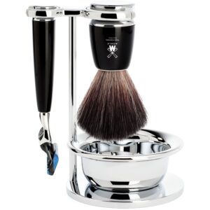 Mühle Rytmo Fusion Barbersett Black Fibre-Resin With Bowl Black