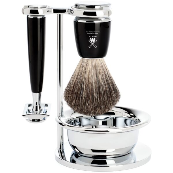 Mühle Rytmo Barbersett Pure Badger- Resin With Bowl Black