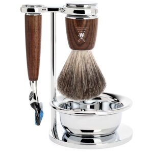 Mühle Rytmo Set Razor Fusion™ + Shaving Brush + Bowl Ash Steamed Pure