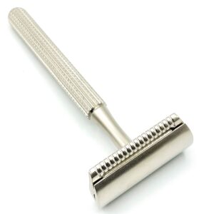 Parker Shaving 78R Satin Chrome- Unisex Textured Long Handle Three pie