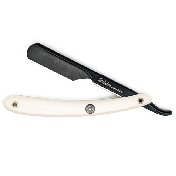 Parker Shaving PTWBA - White ABS Handle Push Type Black Blade Holder B