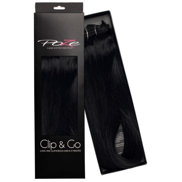 Poze Hairextensions Poze Clip&Go Løshår Ekte 1N Midnight Bla ck 7 dele