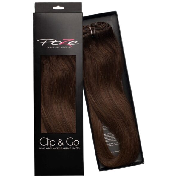 Poze Hairextensions Poze Clip&Go Løshår Ekte 4B Chocolate Br own7 dele