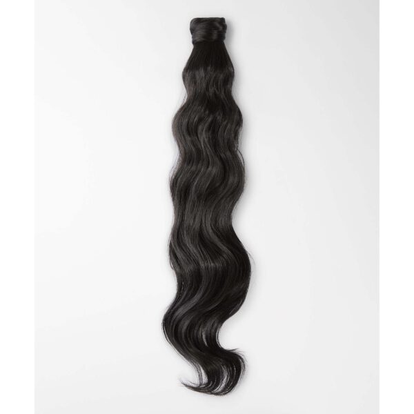 Rapunzel of Sweden Vegan Fibre Clip-in Ponytail Beach Wave  1.0 Black