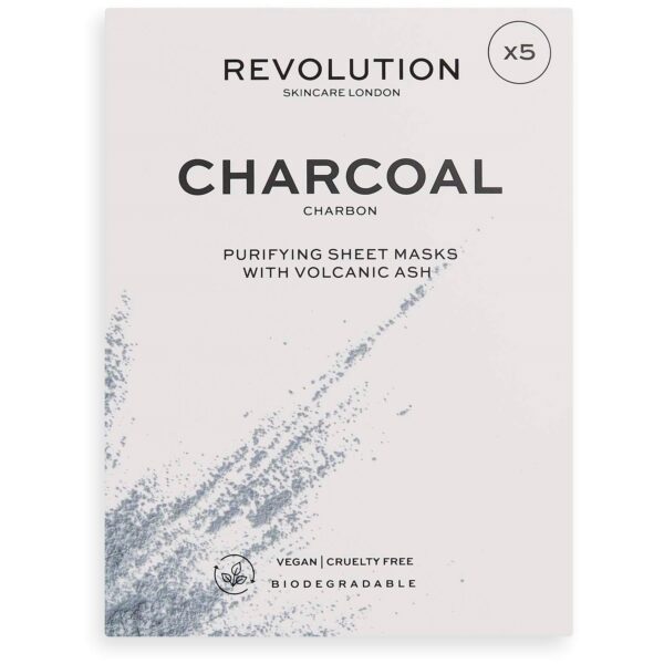 Revolution Skincare Biodegradable Purifying Charcoal Sheet Mask 5 Pack