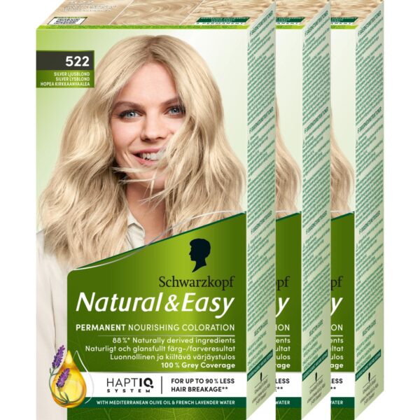 Schwarzkopf Natural&Easy 522 Silver Ljusblond 3-pack