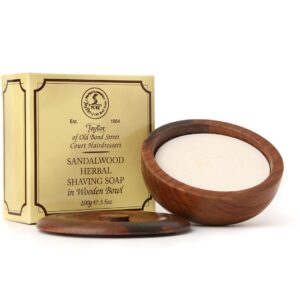 Taylor of Old Bond Street Sandalwood Shaving Soap Wooden Bowl