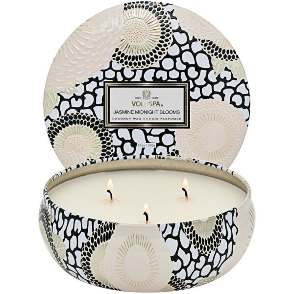 Voluspa Jasmine Midnight Blooms Japonica 3-Wick Tin Candle 40h 340 g