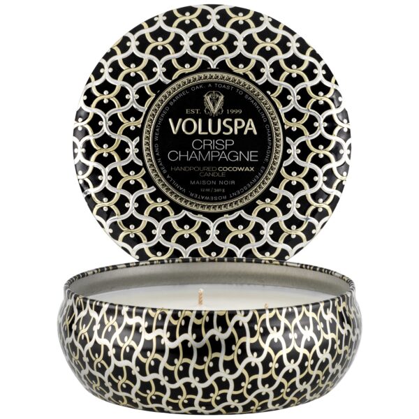 Voluspa Crisp Champagne 3-Wick Tin Candle 40h