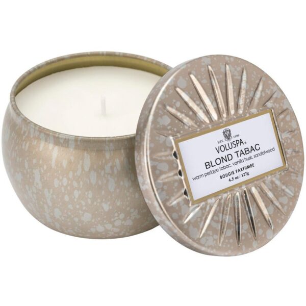 Voluspa Blond Tabac Vermeil Decorative Tin Candle 25h 127 ml