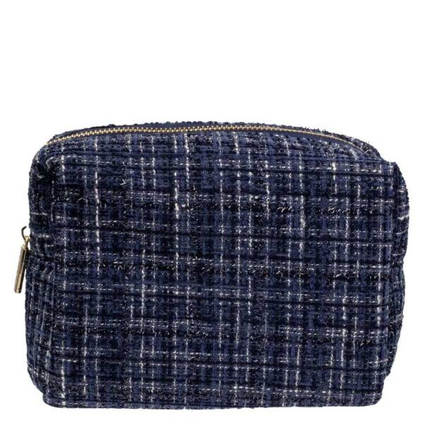 DARK Tweed Make-Up Pouch Small Navy Blue