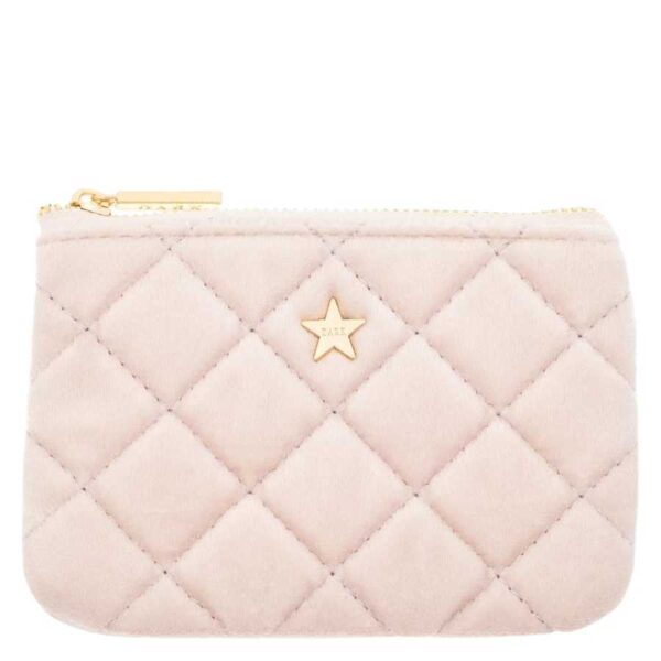 DARK Velvet Quilted Mini Pouch Sparkled Pale Rose