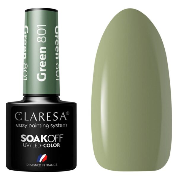 Claresa Nail Polish Hybrid Soak Off Green 801 5ml