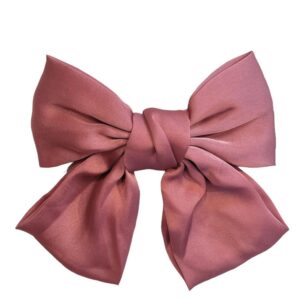 DARK Satin Bow Hair Clip Dark Rose