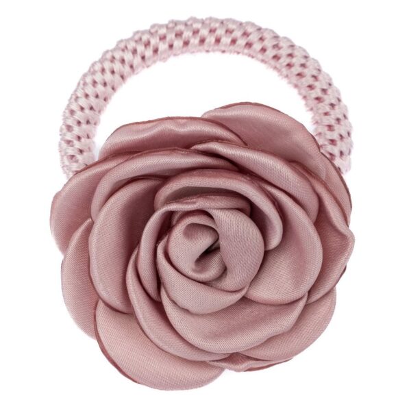 DARK Satin Rose Hair Tie Light Rose