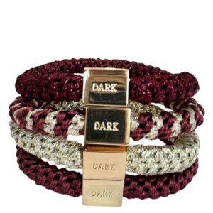 DARK Fat Hair Ties Combo Maroon Mix With Gold 4pcs