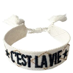 DARK Woven Friendship Bracelet C&apos;est La Vie White With Navy Blue