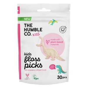 The Humble Co Dental Floss Picks Kids Strawberry 30pcs