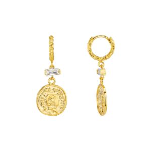 Orelia Jewellery Crystal Coin Drop Micro Hoops